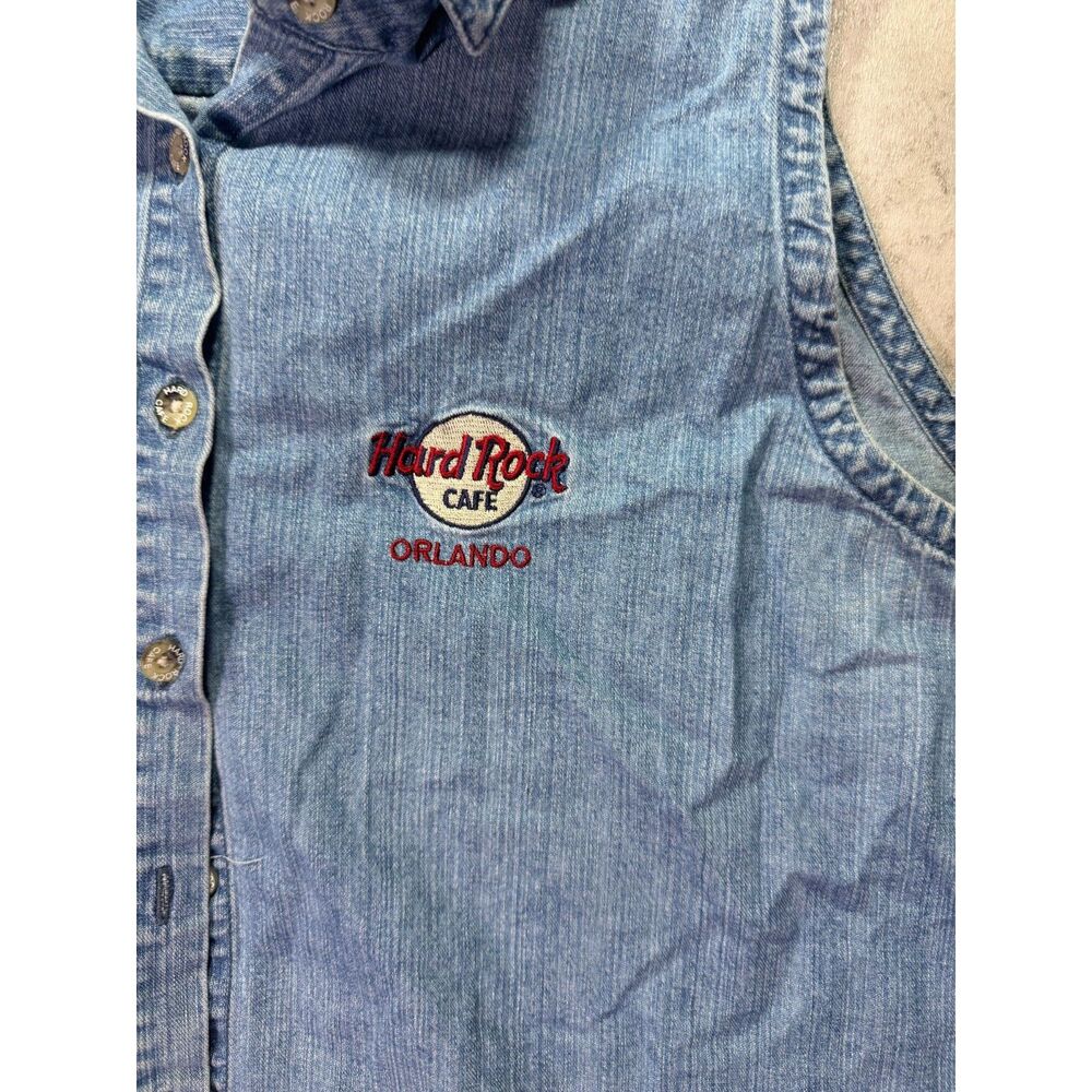 Vintage Hard Rock Cafe Orlando Sleeveless Denim Shirt XL
